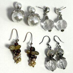 Earrings 4 pair Crystal Beaded Dangle Cluster Styles